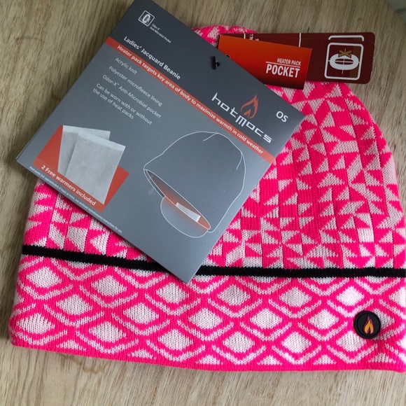 Hotmocs Pink/White Jacquard Beanie - Like-New! - Picture 3 of 7